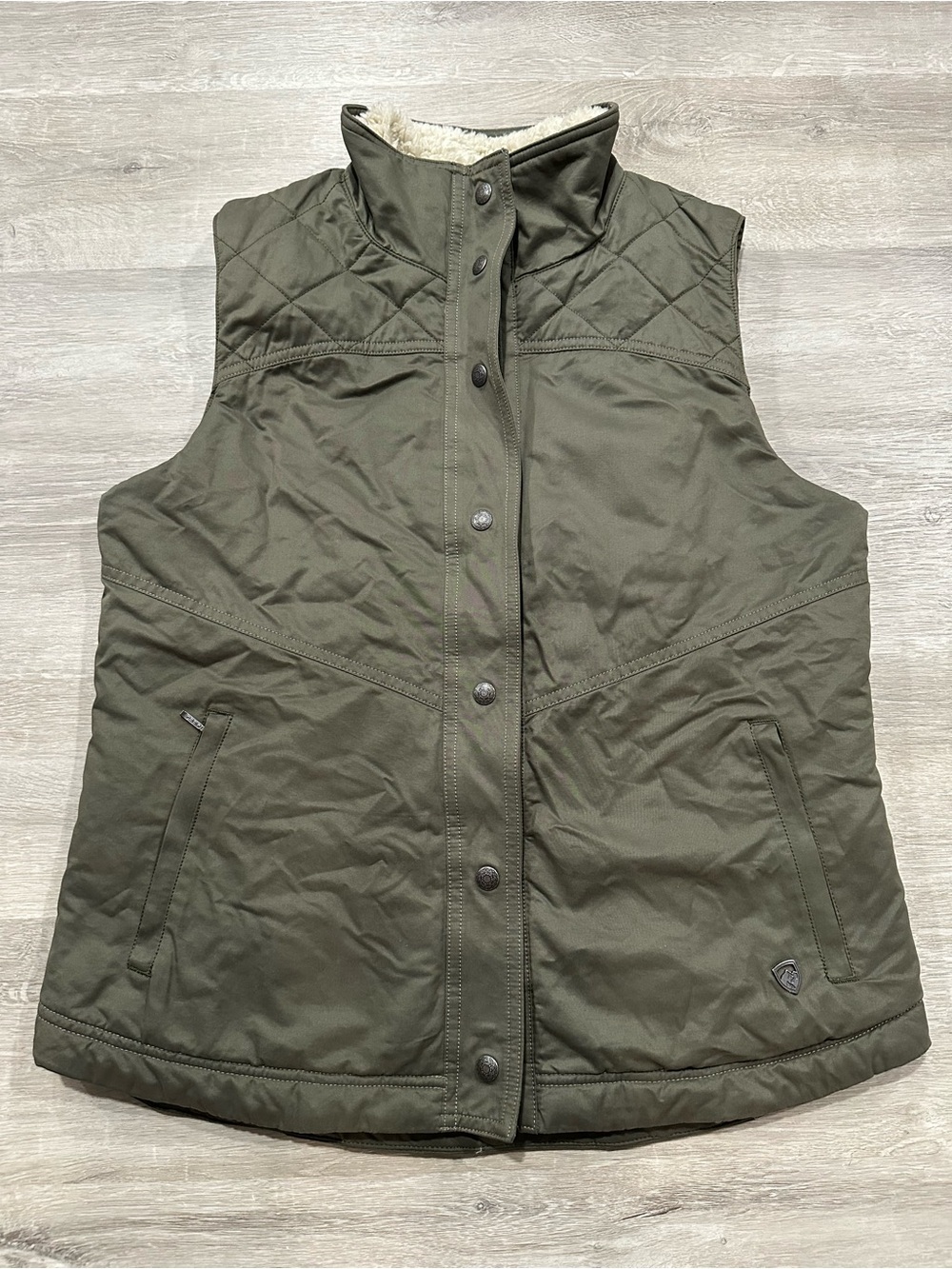 I357 Kuhl Projekt Celeste Sherpa Lined Vest Women's Size S Green Outdoor